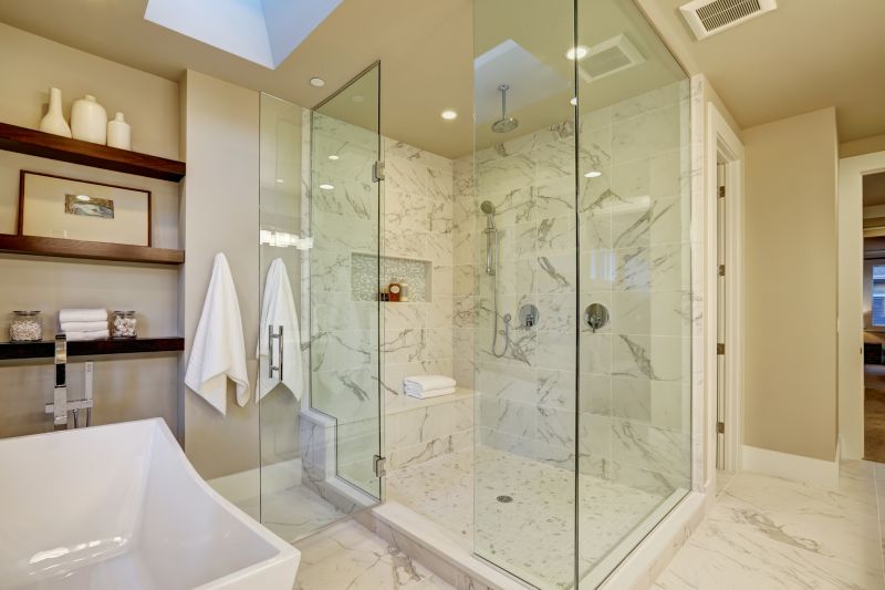 Corner Shower with Curved Glass